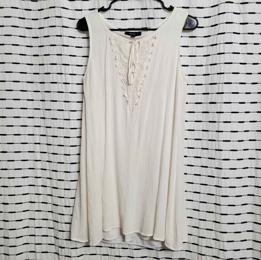 NAIF White Crotchet Detail Sleeveless Shift